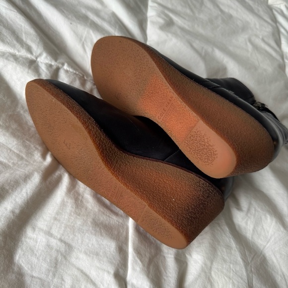 COLE HAAN Grand OS Auden Wedge Ankle Boot Sz 9B Black Leather Waterproof Zip - Picture 7 of 10